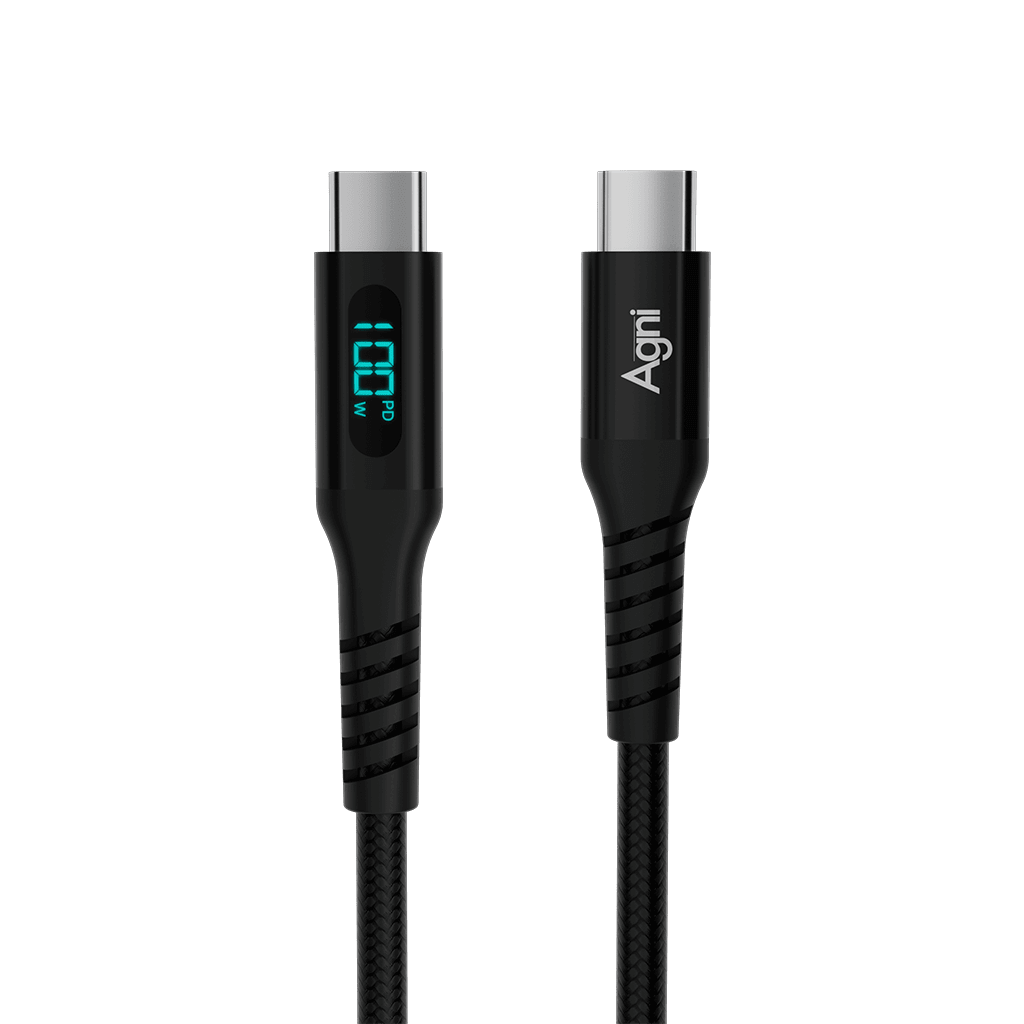 Кабель для зарядки Type-C-Type-C 100 Вт, LED дисплей, 1 метр, чёрный UC423-24-100W-CC-LED