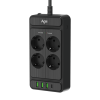 Сетевой фильтр плоский 4 розетки, 3 метра, 3 USB + 1 Type-C 20 Вт, чёрный TP-FS4U4E-PD