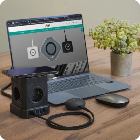 Сетевой фильтр башня 5 розеток, 2 метра, 3 USB + 1 Type-C 20 Вт, чёрный TP-VE4U5E-С