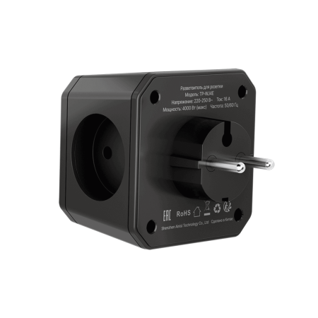 Разветвитель на 4 розетки, чёрный TP-WJ4E