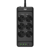 Сетевой фильтр плоский 6 розеток, 2 метра, 3 USB + 1 Type-C 20 Вт, чёрный TP-FS4U6E-C