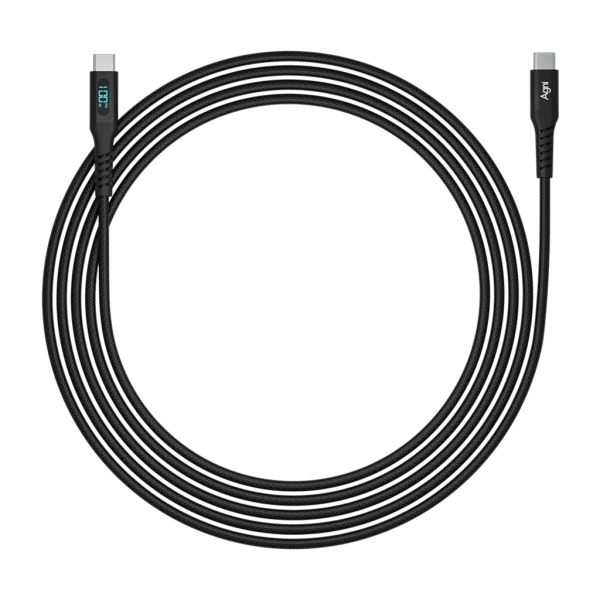 Кабель для зарядки Type-C-Type-C 100 Вт, LED дисплей, 1 метр, чёрный UC423-24-100W-CC-LED