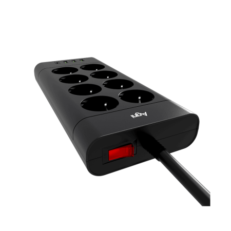 Сетевой фильтр плоский, 8 розеток, 3 метра, 3 USB + 1 Type-C 20 Вт, чёрный TP-FA4U8E-C