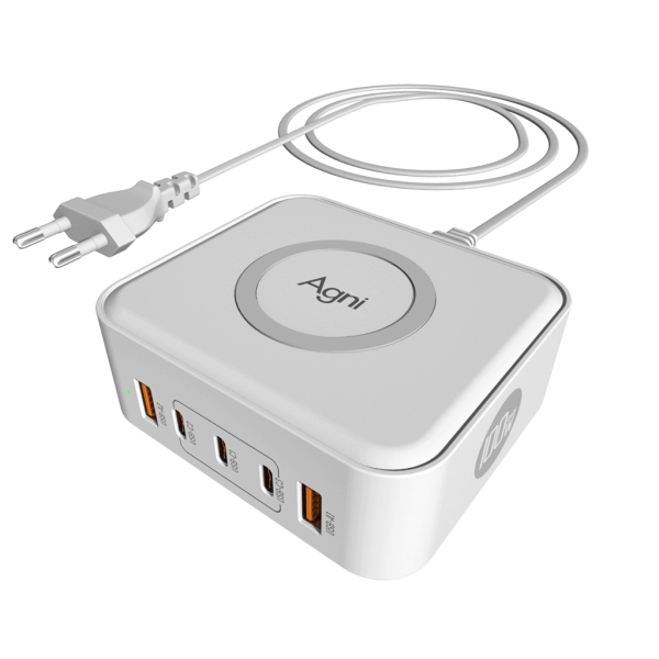 Зарядное устройство GaN 2 USB + 3 Type-C 100 Вт, 1,5 метра, белый TP-CA02-E