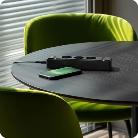 Сетевой фильтр плоский 3 розетки, 5 метров, чёрный TP-FS3E