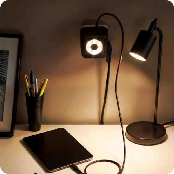 Разветвитель на 3 розетки, ночник, 1 USB 18 Вт + 1 Type-C 20 Вт, чёрный TP-WJ2U3E-L