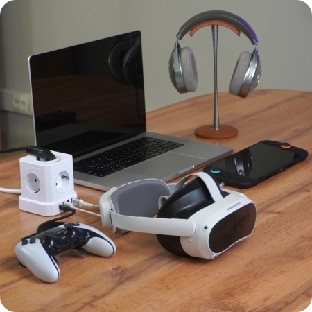 Сетевой фильтр башня 5 розеток, 2 метра, 3 USB + 1 Type-C 20 Вт, белый TP-VE4U5E-С