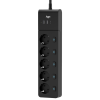Сетевой фильтр плоский, 5 розеток, с выключателем для каждой розетки, 5 метров, 2 USB + 1 Type-C 20 Вт, чёрный TP-FI3U5E-C
