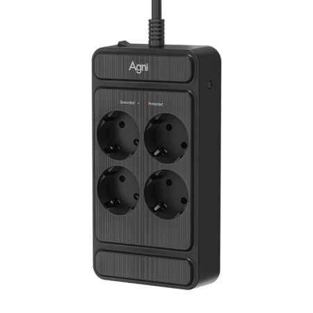 Сетевой фильтр плоский 4 розетки, 5 метров, чёрный TP-FS4E