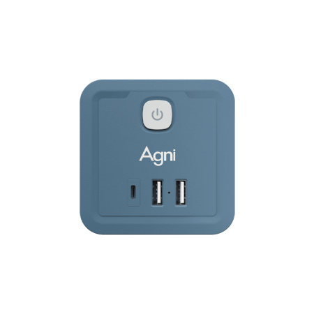 Разветвитель на 4 розетки, 2 USB + 1 Type-C 20 Вт, синий TP-WJ3U4E-C