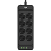 Сетевой фильтр плоский 8 розеток, 3 метра, 3 USB + 1 Type-C 20 Вт, чёрный TP-FS4U8E-PD