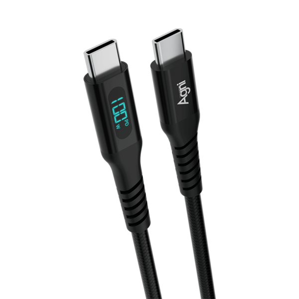 Кабель для зарядки Type-C-Type-C 100 Вт, LED дисплей, 1 метр, чёрный UC423-24-100W-CC-LED