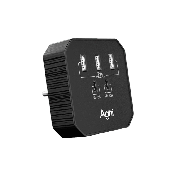 Зарядное устройство 3 USB + 2 Type-C 20 Вт, чёрный TP-WB2U3E