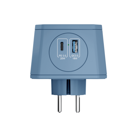Разветвитель на 3 розетки, 1 USB 18 Вт + 1 Type-C 20 Вт, синий TP-WJ2U3E