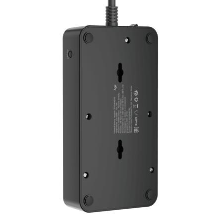 Сетевой фильтр плоский 4 розетки, 2 метра, 3 USB + 1 Type-C 20 Вт, чёрный TP-FS4U4E-PD