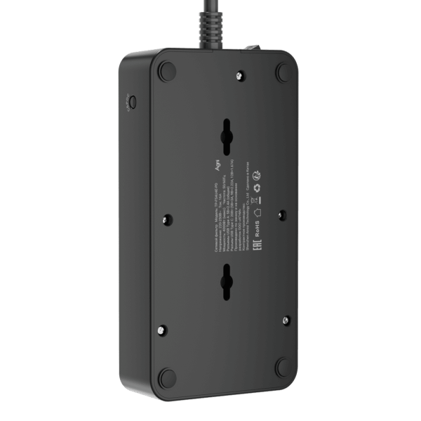 Сетевой фильтр плоский 4 розетки, 3 метра, 3 USB + 1 Type-C 20 Вт, чёрный TP-FS4U4E-PD