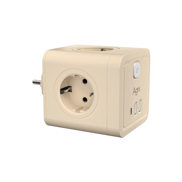 Разветвитель на 4 розетки, 2 USB + 1 Type-C 20 Вт, слоновая кость TP-WJ3U4E-C