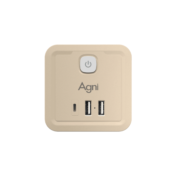 Разветвитель на 4 розетки, 2 USB + 1 Type-C 20 Вт, слоновая кость TP-WJ3U4E-C