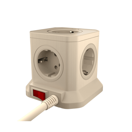 Сетевой фильтр башня 5 розеток, 3 метра, слоновая кость TP-VE4U5E