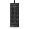 Сетевой фильтр плоский 8 розеток, 2 метра, 3 USB + 1 Type-C 20 Вт, чёрный TP-FS4U8E-PD
