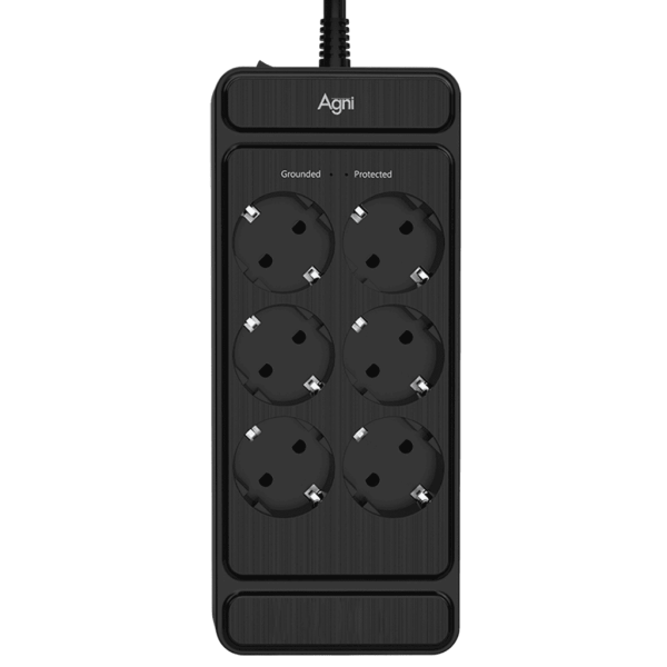 Cетевой фильтр плоский 6 розеток, 2 метра, чёрный TP-FS6E