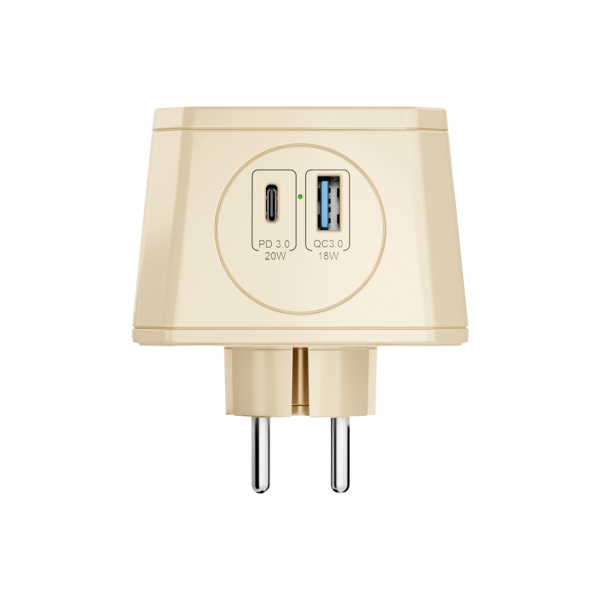 Разветвитель на 3 розетки, 1 USB 18 Вт + 1 Type-C 20 Вт, слоновая кость TP-WJ2U3E