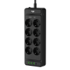 Сетевой фильтр плоский 8 розеток, 2 метра, 3 USB + 1 Type-C 20 Вт, чёрный TP-FS4U8E-PD