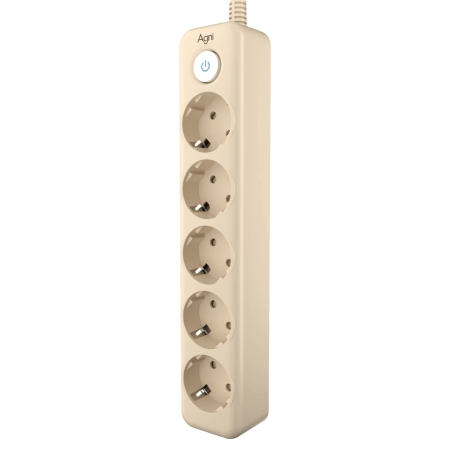 Cетевой фильтр плоский 5 розеток, 5 метров, слоновая кость TP-FD5E