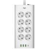 Сетевой фильтр плоский, 8 розеток, 2 метра, 3 USB + 1 Type-C 20 Вт, белый TP-FA4U8E-C
