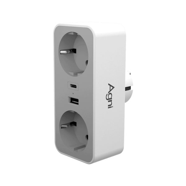 Разветвитель на 2 розетки, 1 USB + 1 Type-C 20 Вт, белый TP-WB2U2E