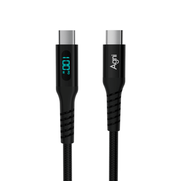 Кабель для зарядки Type-C-Type-C 100 Вт, LED дисплей, 1 метр, чёрный UC423-24-100W-CC-LED