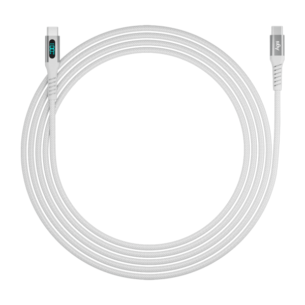 Кабель для зарядки Type-C-Type-C 100 Вт, LED дисплей, 1 метр, белый UC423-24-100W-CC-LED