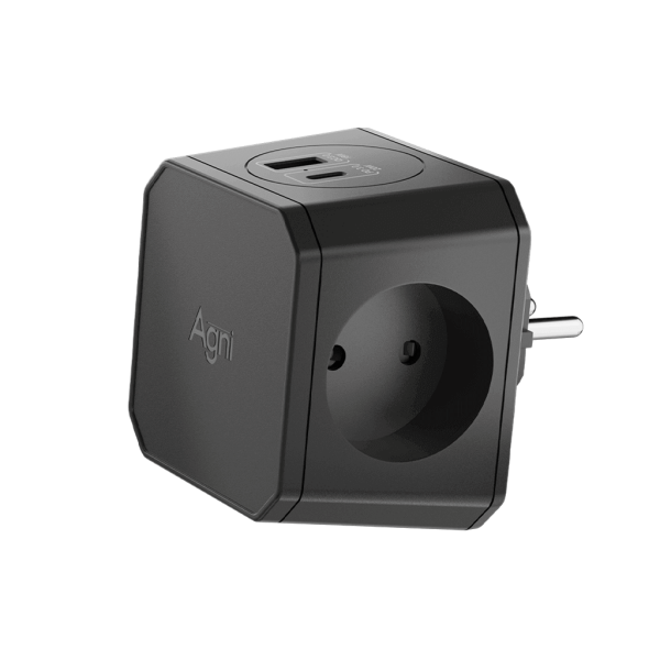 Разветвитель на 3 розетки, 1 USB 18 Вт + 1 Type-C 20 Вт, чёрный TP-WJ2U3E