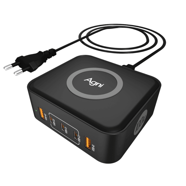 Зарядное устройство GaN 2 USB + 3 Type-C 100 Вт, 1,5 метра, чёрный TP-CA02-E